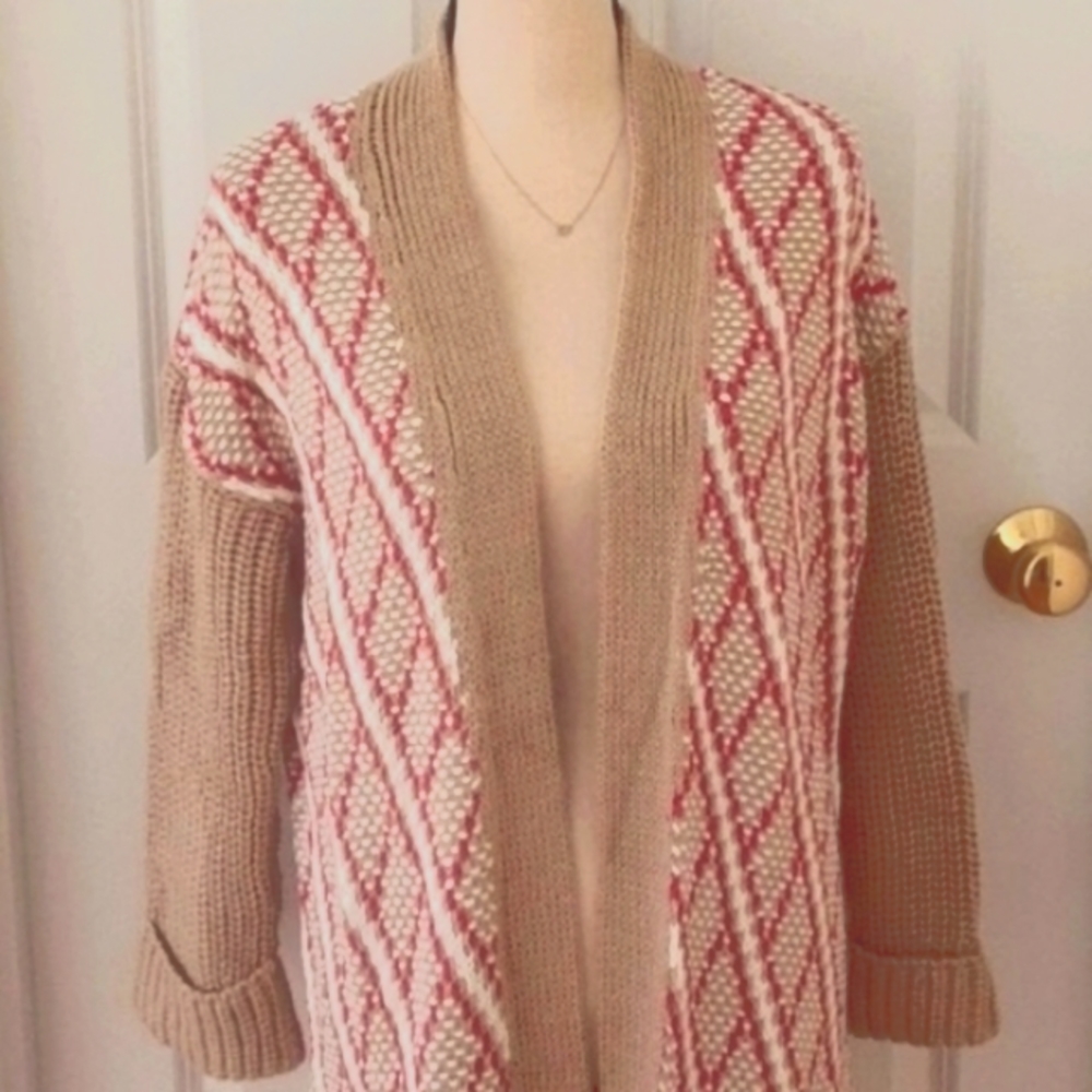 Anthropologie Woven Open Front Duster Sweater